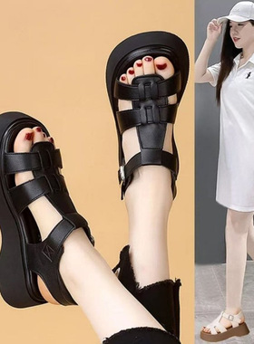 Women thick soled Roman style leather sandals女罗马风皮凉鞋