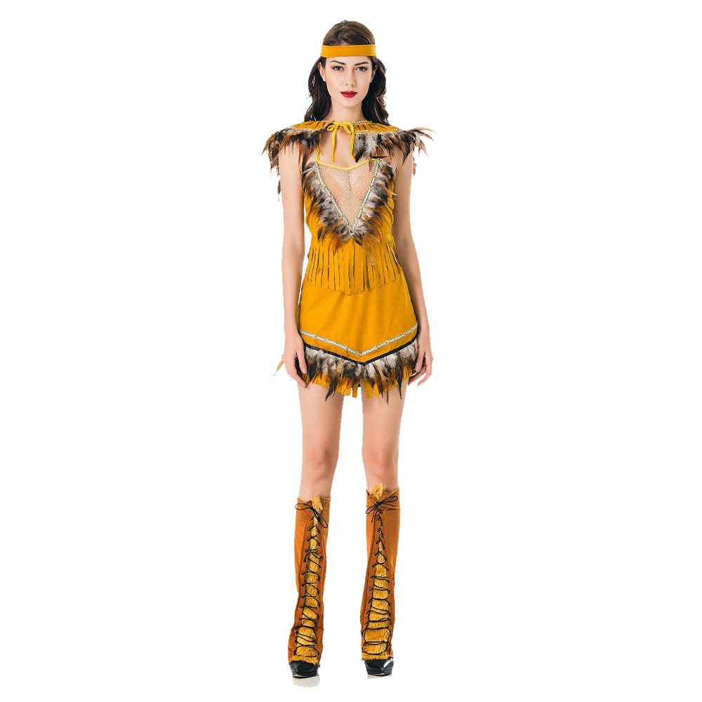 万圣节cos新款表演服野人服女土著人非洲原始人印第安人角色服装
