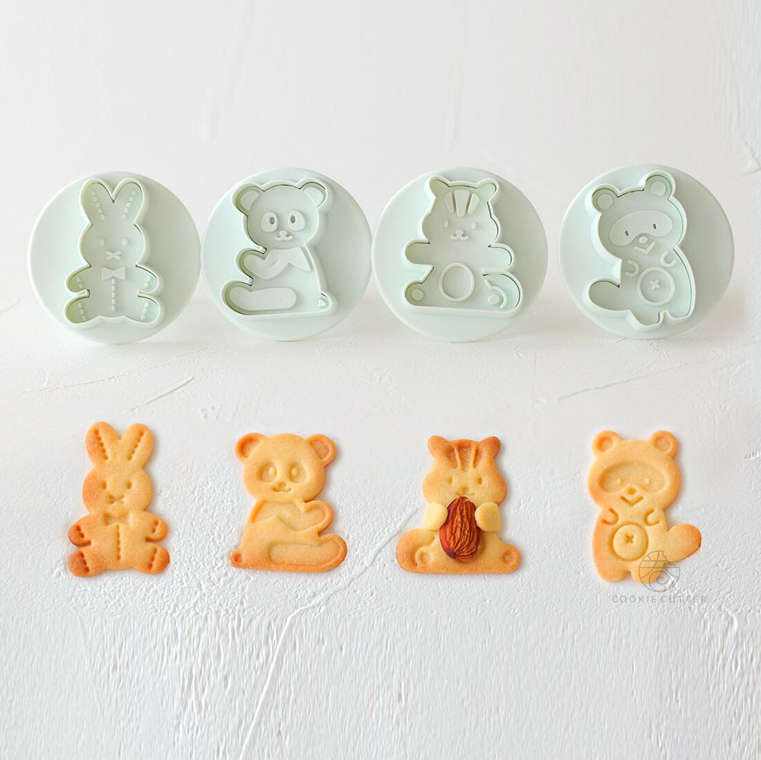 日式卡通超可爱套装森林的小动物浣熊 熊猫冰淇淋曲奇饼干压模