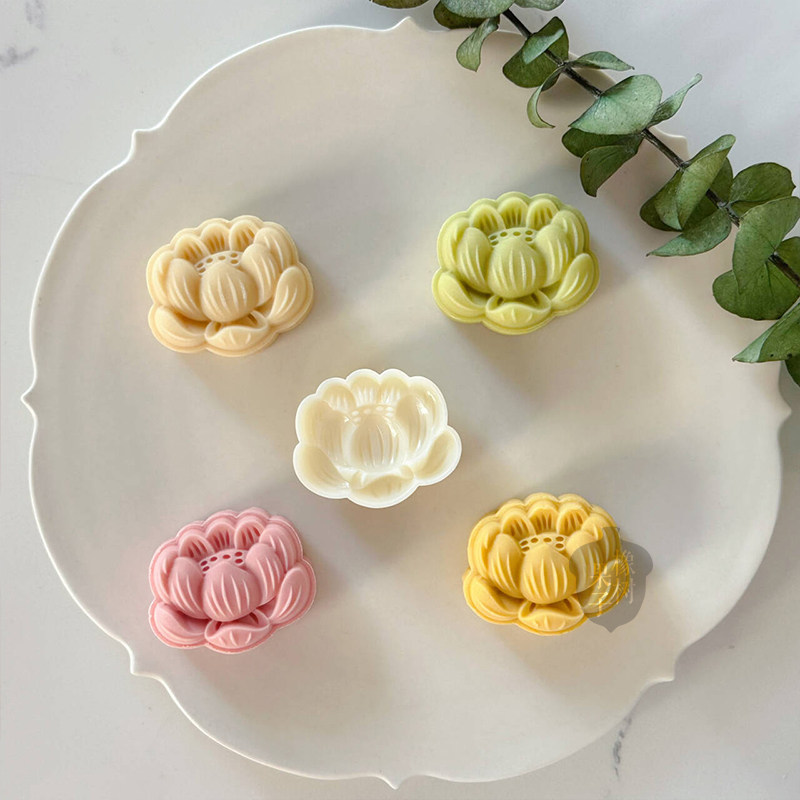 小号莲花中式绿豆糕模具 好运连连荷花中秋节月饼模具20g30g 包邮