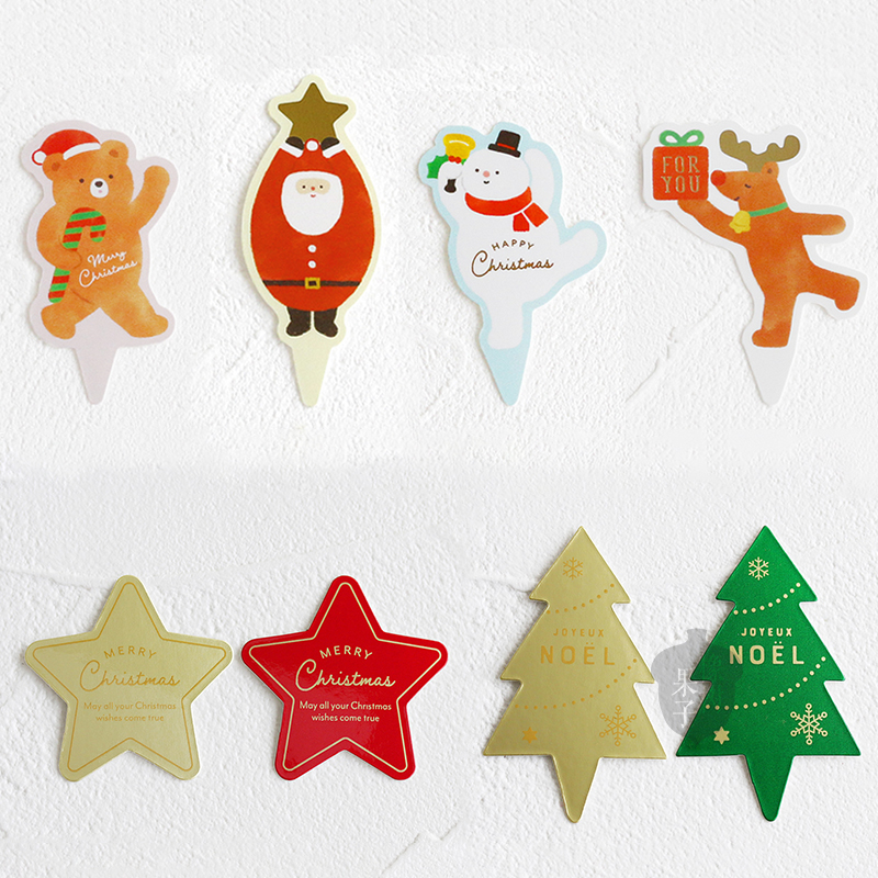 圣诞节特价曲奇密封袋 饼干机封袋 卡通北极熊糖果礼盒 蛋糕插牌