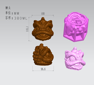 国潮醒狮头模具3D立体慕斯蛋糕狮子头翻糖模具蛋糕装饰模具模具