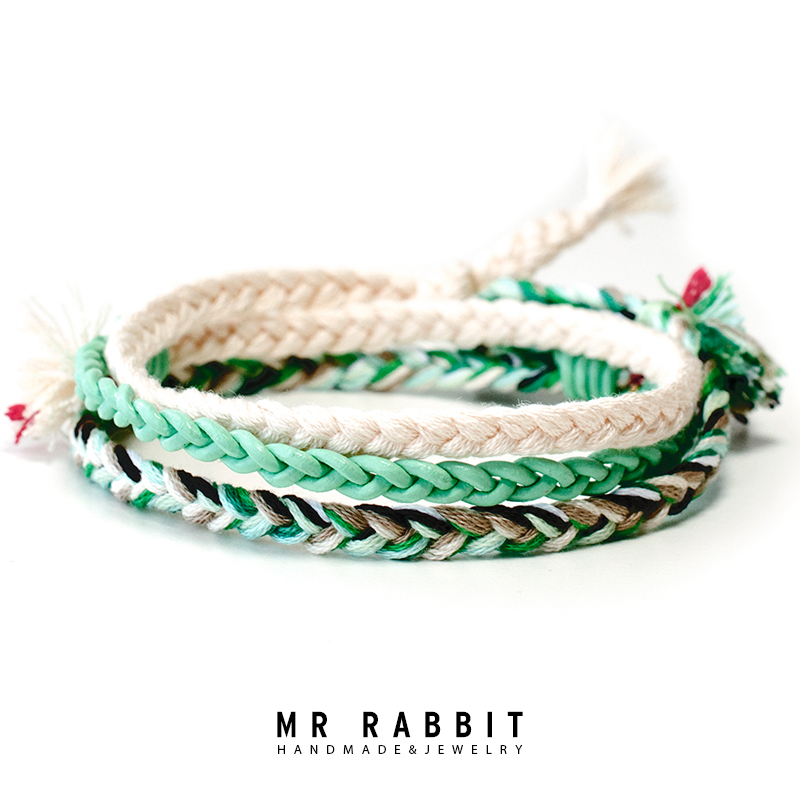 MR RABBIT 定制纯手工编织三层许愿手绳愿望手链生长和平健康 饰品/流行首饰/时尚饰品新 手链 原图主图