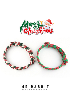 手工编织圣诞装饰情侣棉绳手链