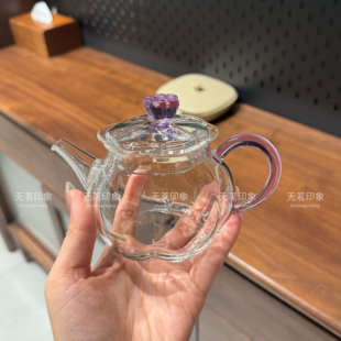 原创新款莲蓬泡茶壶耐热玻璃冲茶器家用侧把茶壶泡茶器茶具300ml