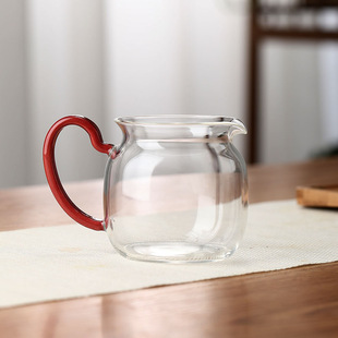 圆满茶海公道杯带把手高硼硅高透玻璃耐热玻璃茶具玻璃公杯200ml