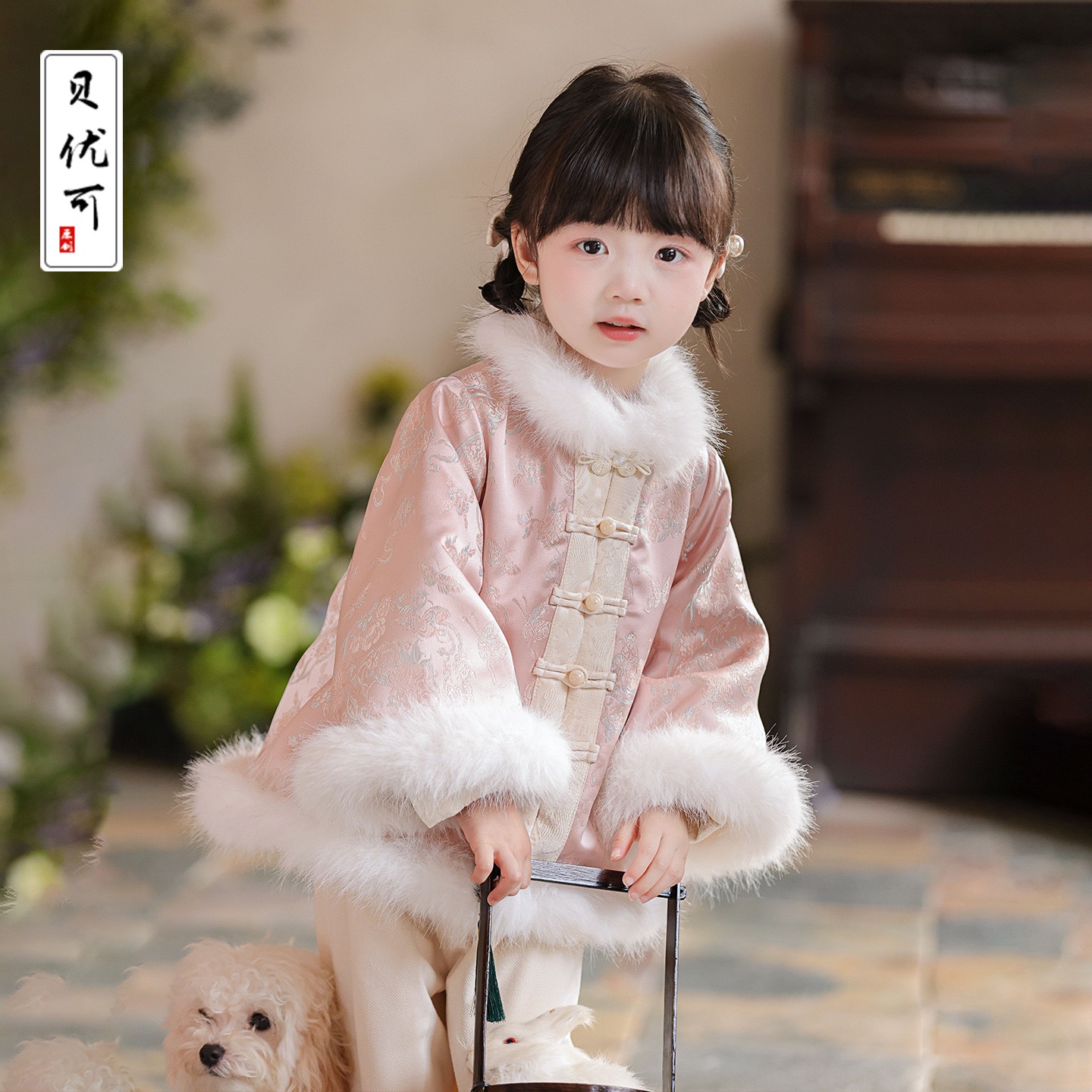 女童汉服套装冬季新中式羽绒外套中国风加绒加厚唐装小女孩拜年服