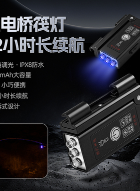 充电筏钓灯桥筏LED钓鱼灯12小时续航IPX8防水便携快拆式Typec快充