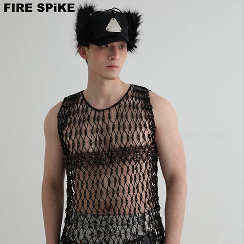 FIRESPIKE火钉手工木珠镂空背心