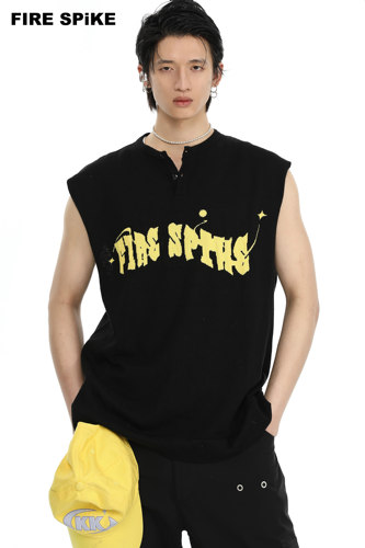 原创跳跃字母开领无袖FIRESPIKE