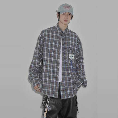 质感抽绳解构刺绣植绒休闲衬衫