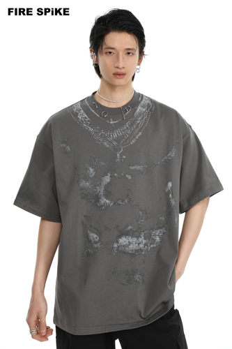 圆领街头铆钉t恤短袖FIRESPIKE