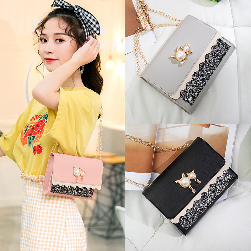 2022日韩新款女包休闲小方包单肩斜挎包小清新荧光手机包链条小包