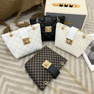 菱格水桶包bag women2024秋冬包包新款女包花料百搭链条挎包