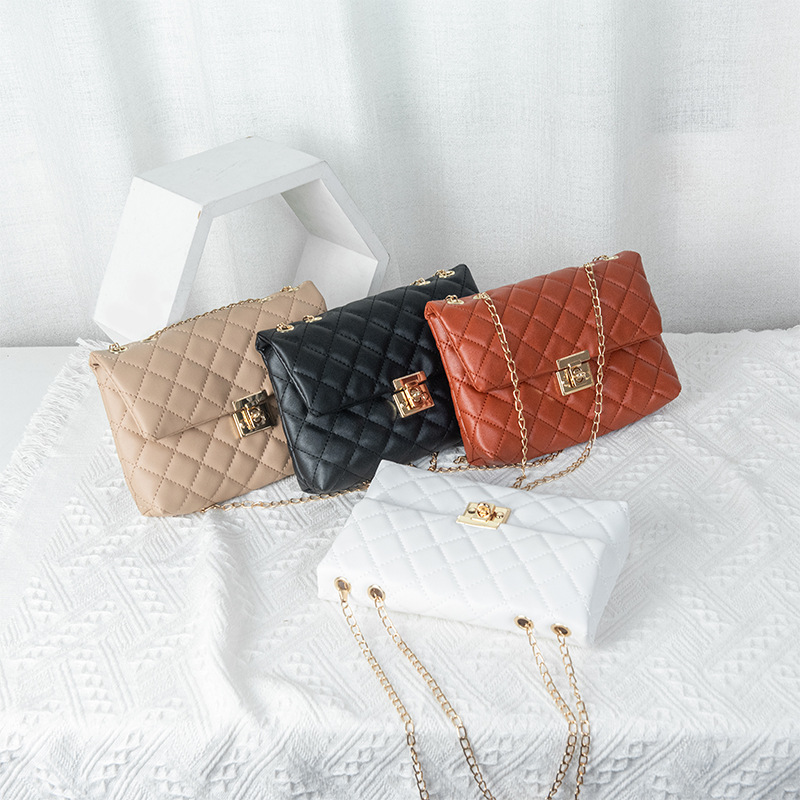 女士包包2023秋季新款单肩包菱格纹质感斜挎包单肩包 一件代发