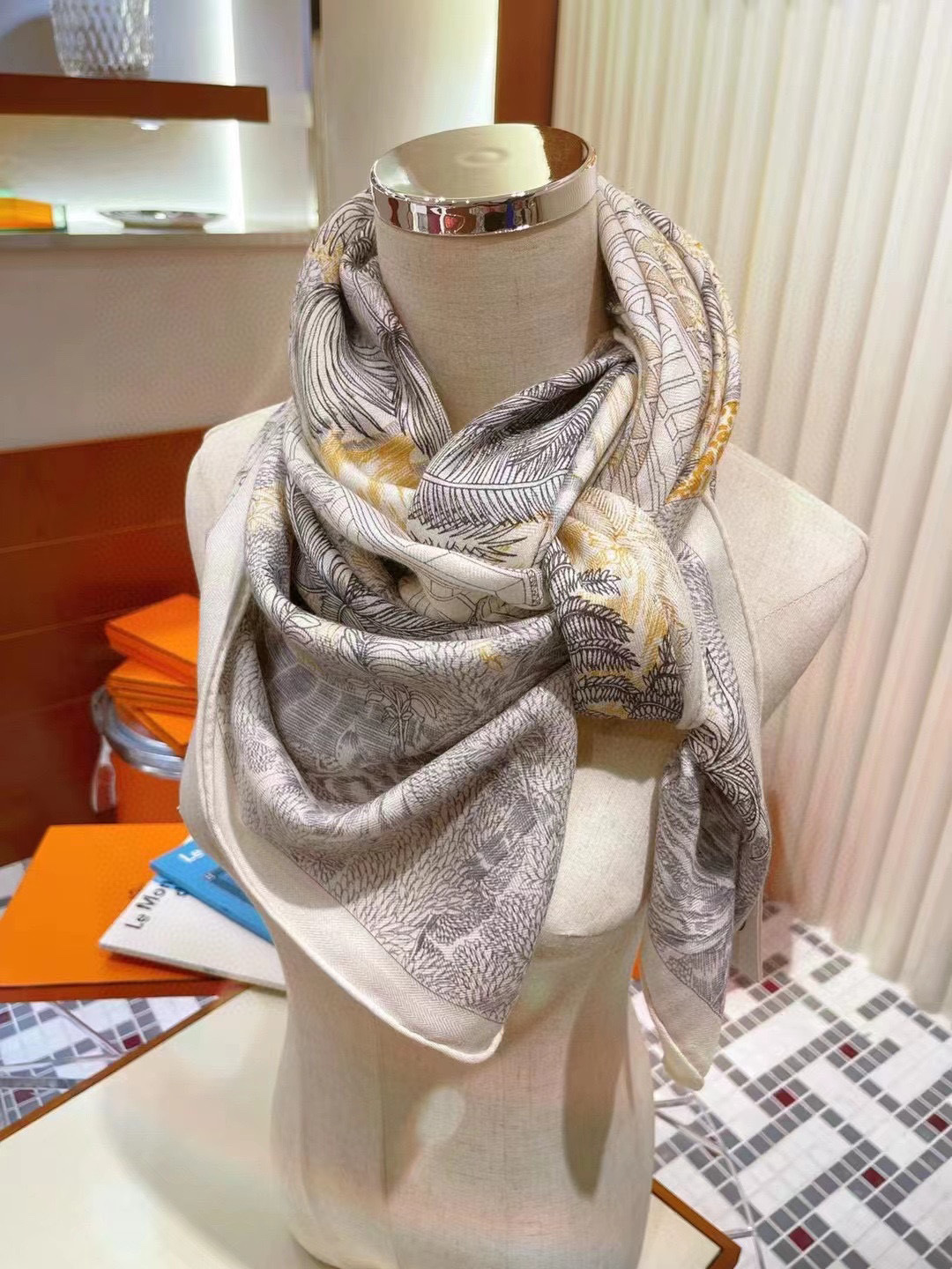 热带雨林福宝真丝羊毛围巾秋冬丝毛大方巾办公室空调房披肩