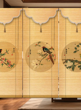 竹帘卷帘隔断帘禅意挂帘茶室竹帘中式窗帘竹窗帘数码印花窗帘卷帘