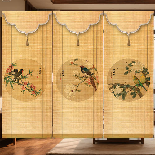 竹帘卷帘隔断帘禅意挂帘茶室竹帘中式窗帘竹窗帘数码印花窗帘卷帘