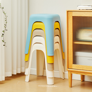 北欧塑料加厚家用可叠放凳子大人板凳圆凳商用椅子备用餐桌凳高凳