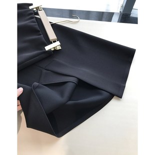 太 醋酸A字中长款 好 ROW包臀开叉 黑色半身裙 搭 真