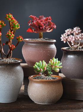 【厂家直销】特价清仓粗陶多肉花盆特价清仓肉肉植物高桩小号创意