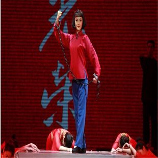 原创设计戏剧刘胡兰服装演出服民国红色教育故事偏衫大襟长袖戏服