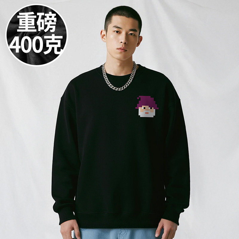 【品牌男装】300斤大码男装潮男款加肥加大码加绒圆领卫衣秋冬款