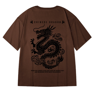 本命年红色短袖t恤男胖2026新年重磅纯棉夏季马年大码上衣服半袖