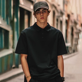 t恤胖子男士 男装 ins短袖 休闲polo衫 商务宽松纯棉夏季 纯色大码 半袖