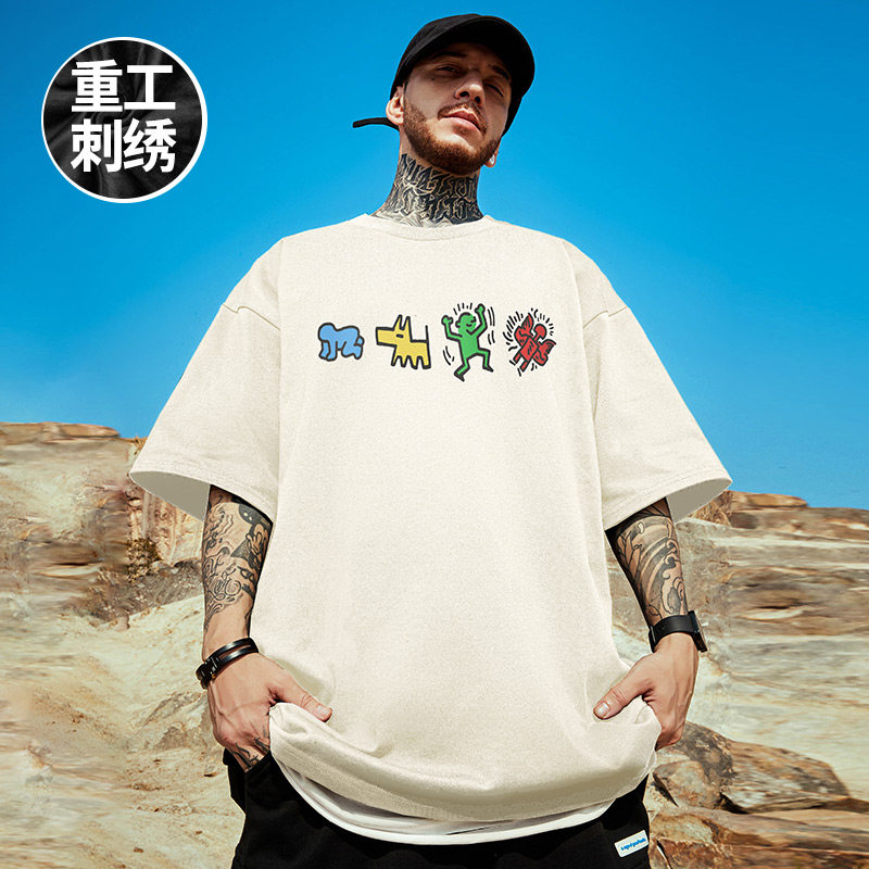 摩严五分袖潮流大码青少年图片