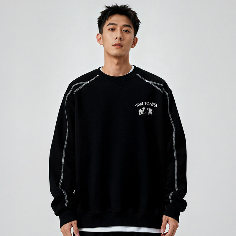 300斤胖子大码男装加厚加绒国潮宽松卫衣男圆领加肥加大秋冬外套