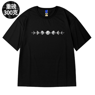 300克重磅oversize美式潮牌胖子男装大码宽松NASA短袖T恤重磅半袖