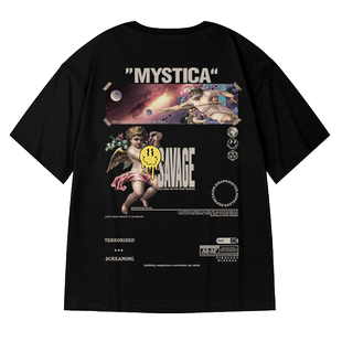 原创潮牌美式嘻哈打底衫T恤男潮流百搭港风纯棉短袖体恤大码男装