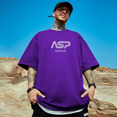 美式 半袖 复古字母涂鸦短袖 男hiphop潮流街头300g重磅纯棉T恤大码