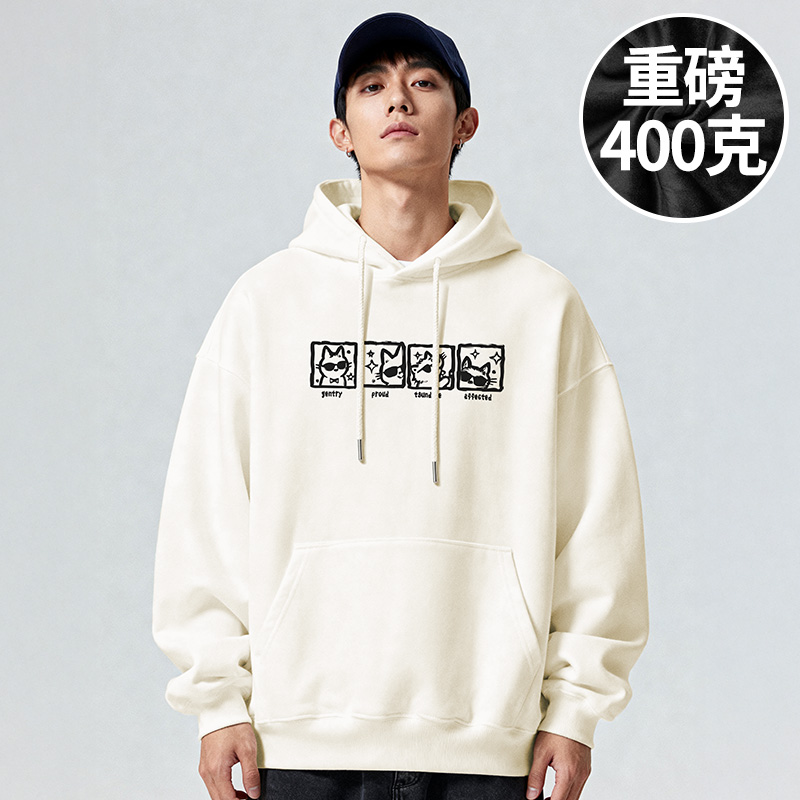 【加绒加厚】300斤大码男装潮牌加肥加大连帽加绒卫衣秋冬款外套