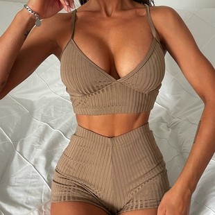 外贸新款 泳衣性感高腰比基尼保守分体泳衣女沙滩Bikini 纯色平角裤