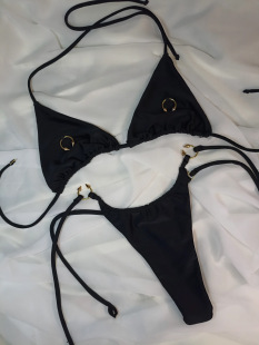 欧美成熟风辣妹性感比基尼可调节抽绳泳衣女分体泳装 温泉bikini