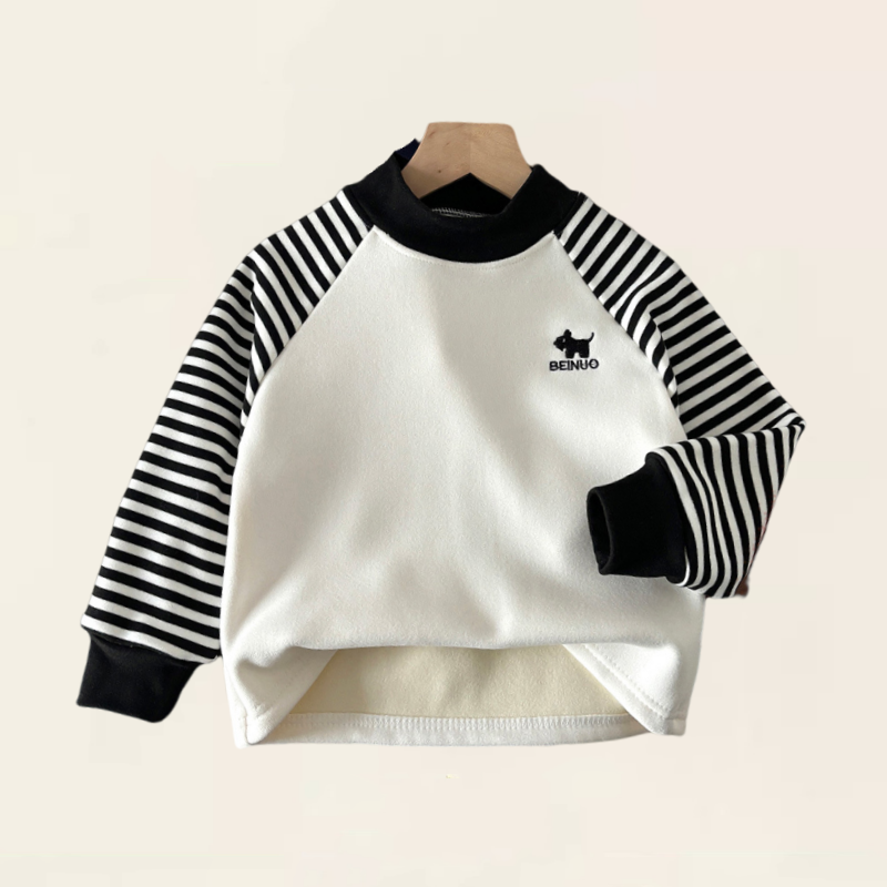 【2折专区】品牌店撤柜秋冬新款儿童半高领刺绣卫衣加绒加厚上衣