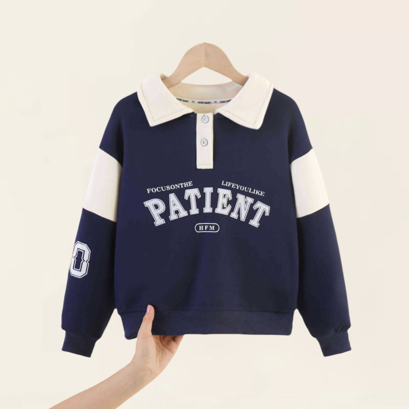 2折专区折扣店品牌撤柜秋冬新品中大童字母长袖翻领卫衣Polo衫