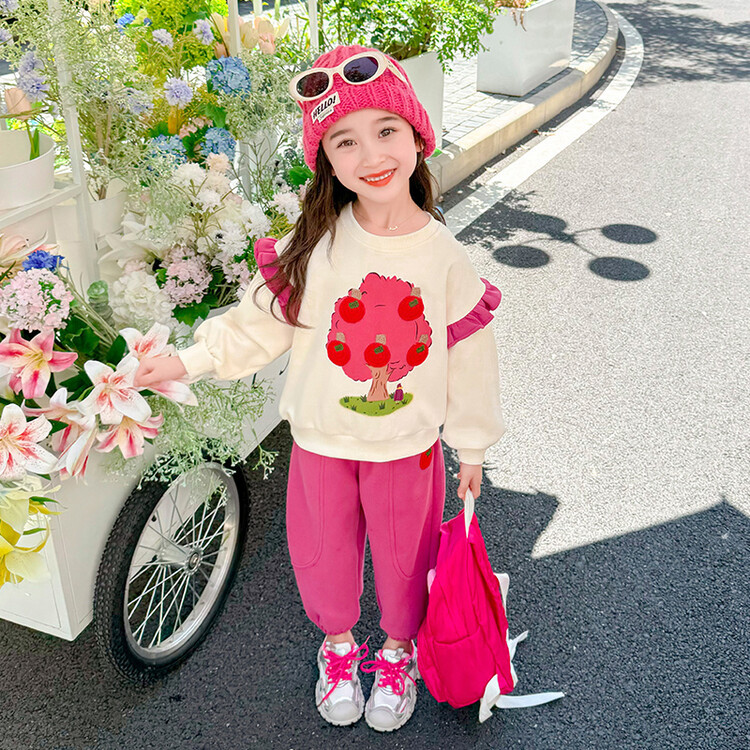 【2折专区】折扣店撤柜|亲子装中大童秋冬新品女童花边卫衣两件套