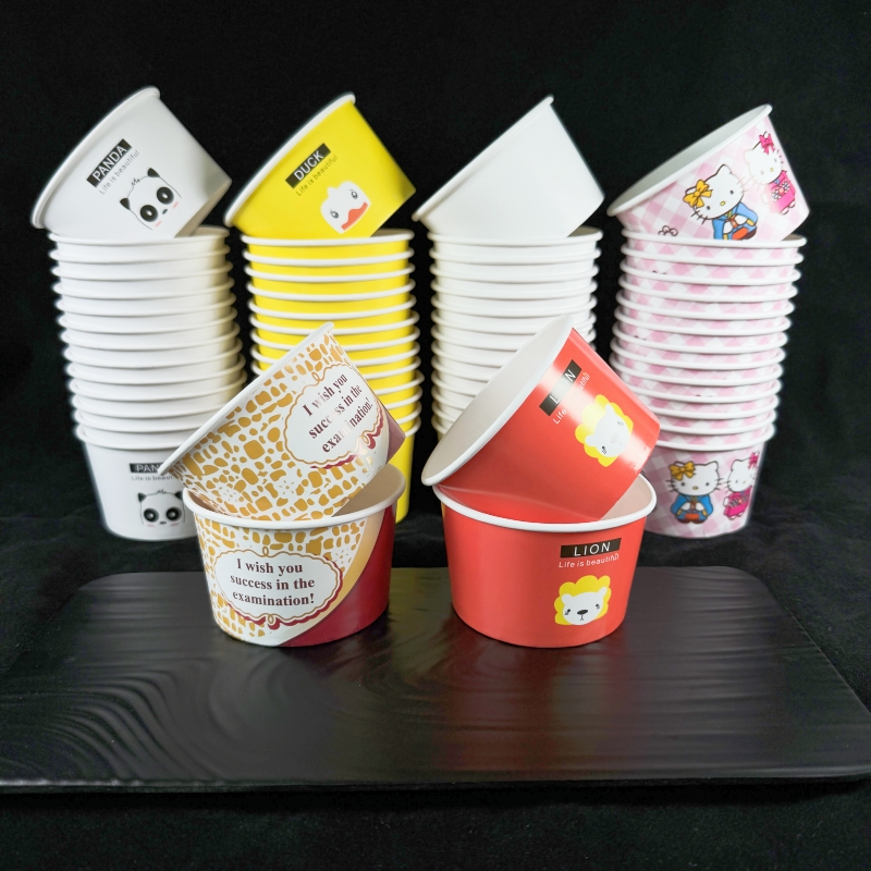 网红冰淇淋小纸杯带盖炒酸奶碗一次性冰激凌专用纸碗雪糕打包盒子