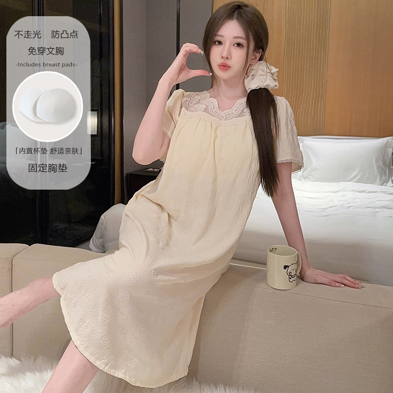 云朵棉带胸垫睡裙女可外穿春夏