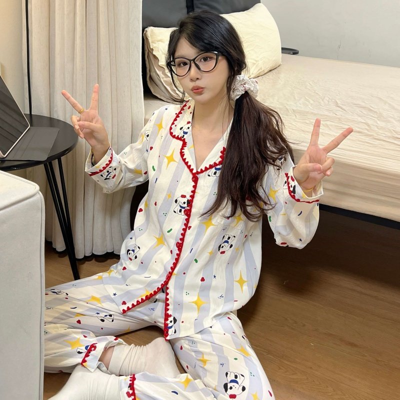 2026春秋季新款甜美卡通少女云朵棉长袖长裤睡衣女学生家居服套装,女士内衣/男士内衣/家居服,睡衣/家居服套装,淘宝优惠券,粉丝福利购,淘宝优惠卷