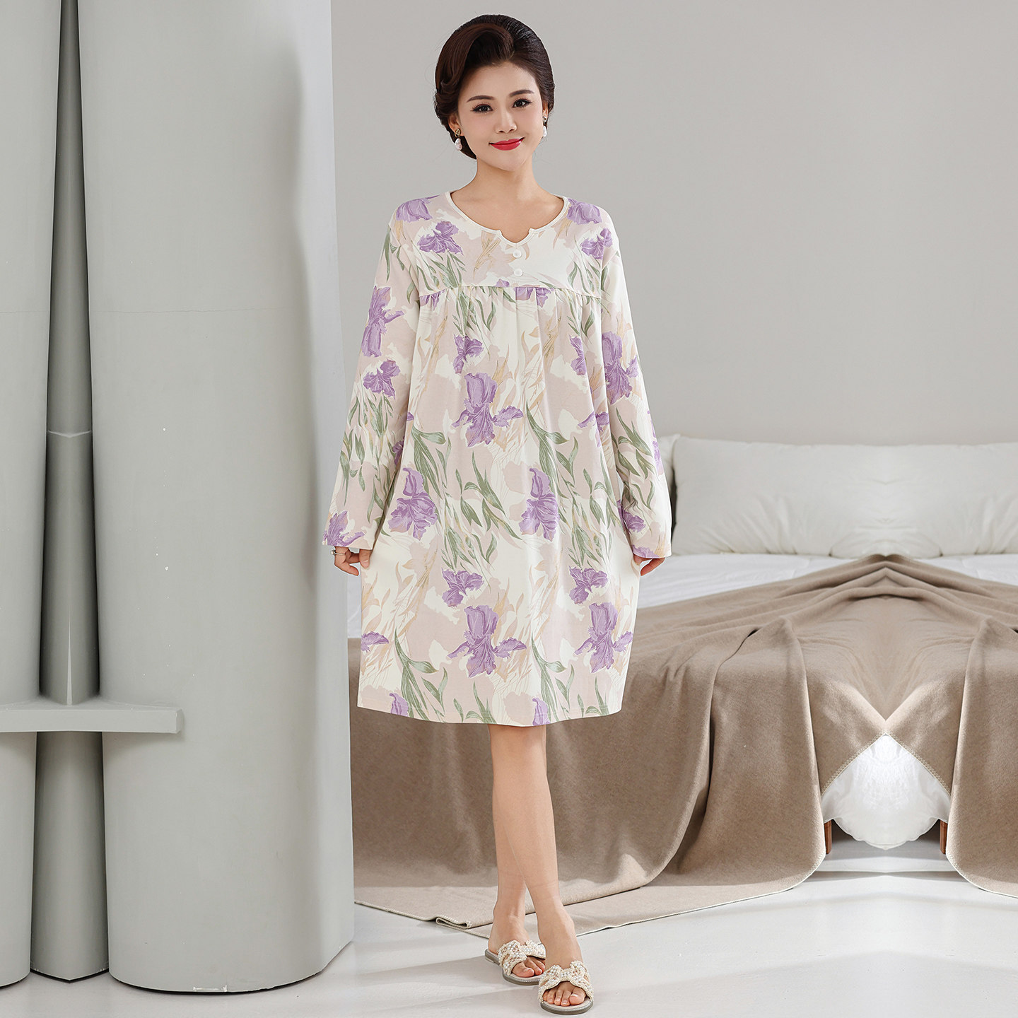 2026春秋季新款睡衣女长袖纯棉套头加大码宽松舒适睡裙家居服,女士内衣/男士内衣/家居服,睡衣/家居服套装,淘宝优惠券,粉丝福利购,淘宝优惠卷