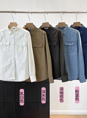 秋季新品女装全棉牛仔工装衬衫长袖水洗产品空调衫外套通勤480004