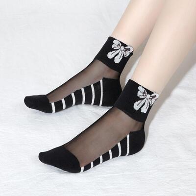 春秋新款网红水晶袜100%纯棉