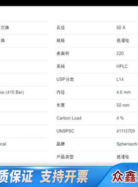 沃特世 液相色谱柱Spherisorb SAX