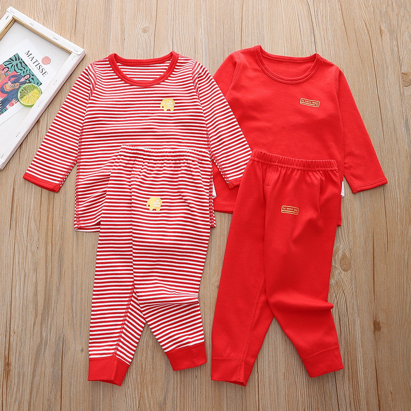 贺岁中国红好运喜气福气新年春节转运长袖秋衣套装背心