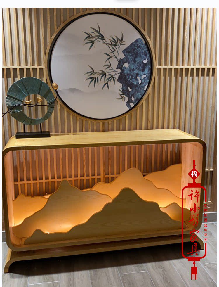 新中式酒店玄关柜餐边柜装饰柜客厅艺术入户端景台过道储物柜定制