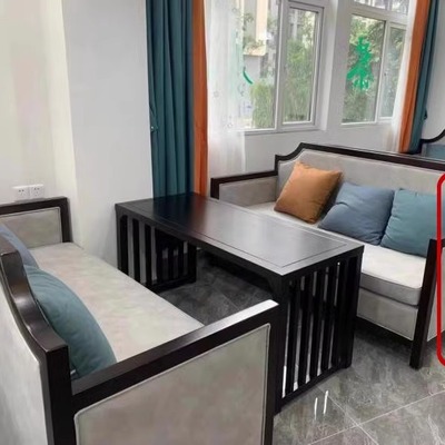 新中式实木茶楼卡座沙发组合茶桌酒店餐厅包间售楼处洽谈家具定制